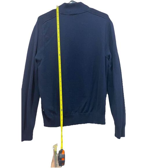 Hugo Boss Sweater 100% Wool grandpa Navy Blue Half Zip Sz M Classy Sophisticated - Picture 15 of 15